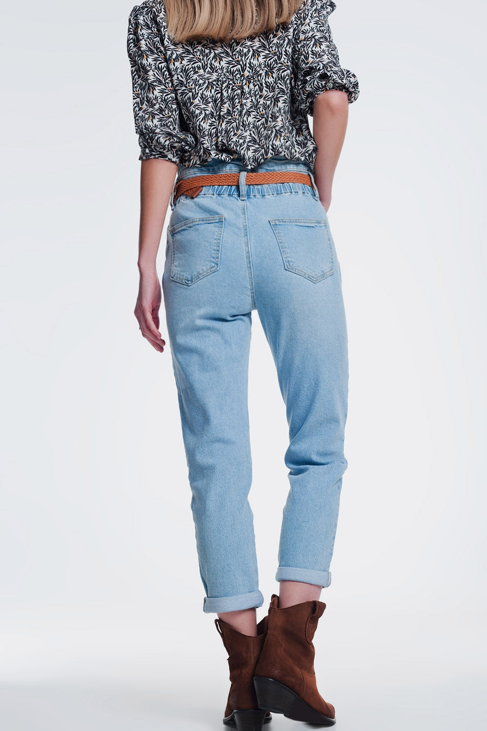 Vaqueros Mom slim de talle alto con diseño reciclado y lavado vintage medio