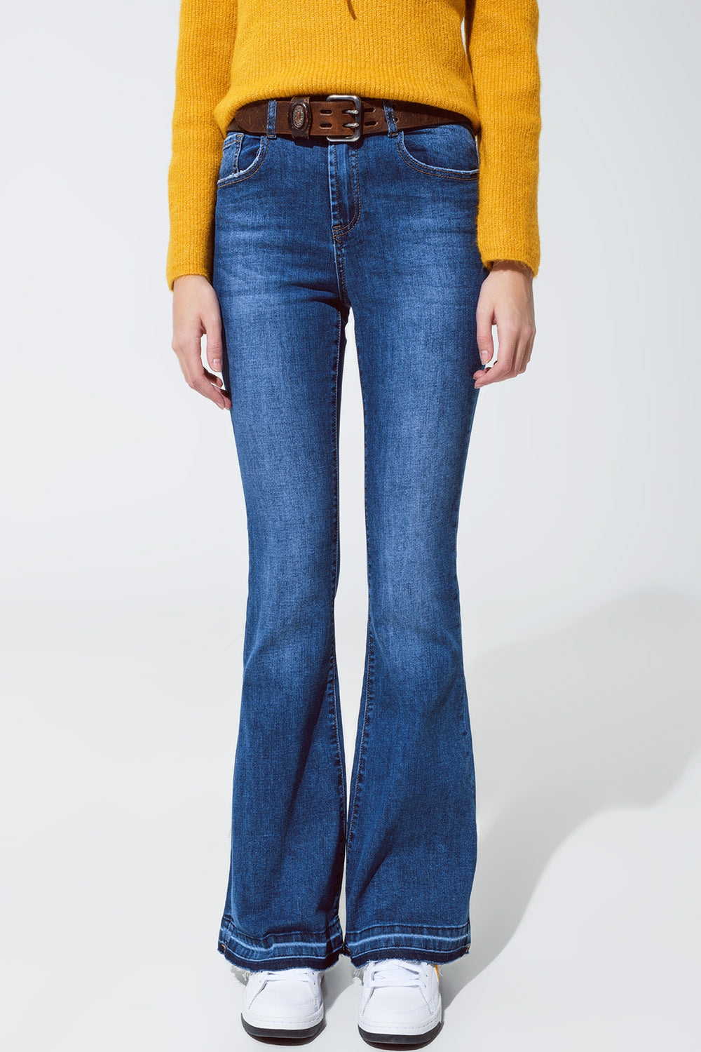 Vaqueros skinny acampanados azul medio