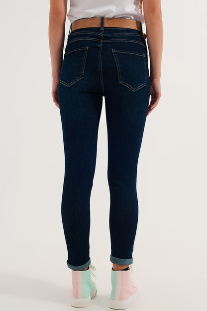Vaqueros skinny azul medio elásticos de corte pitillo