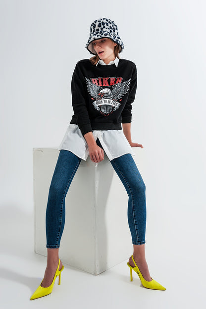 Vaqueros skinny con lavado azul medio de talle alto