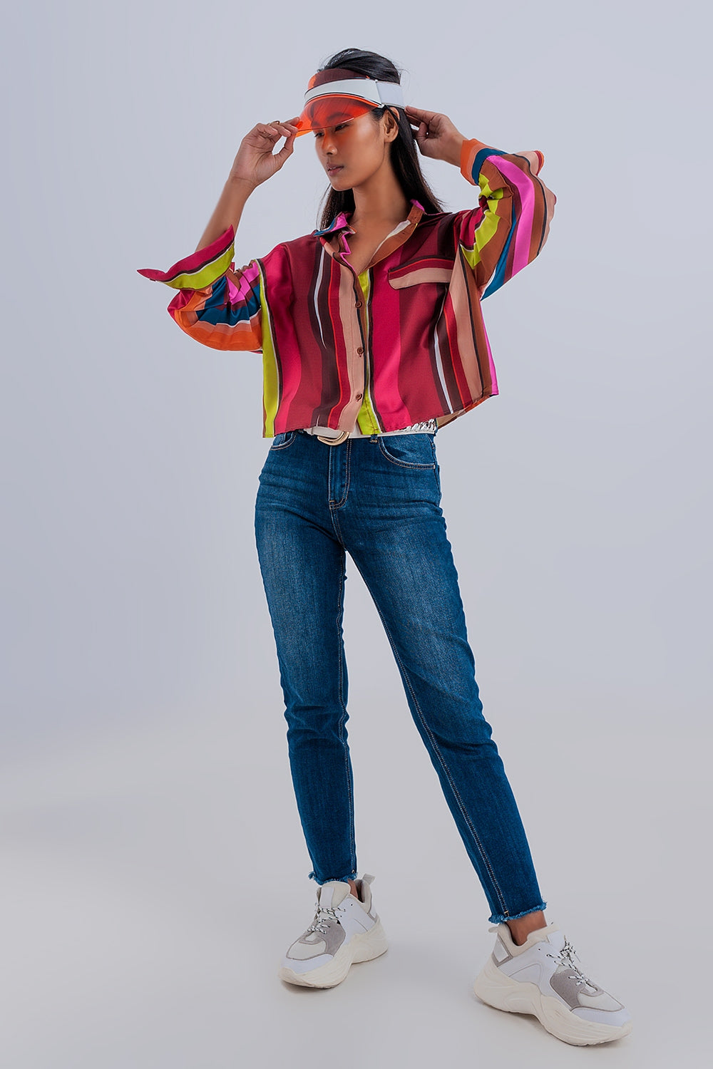 Vaqueros skinny de cintura alta con bajos sin rematar en azul oscuro