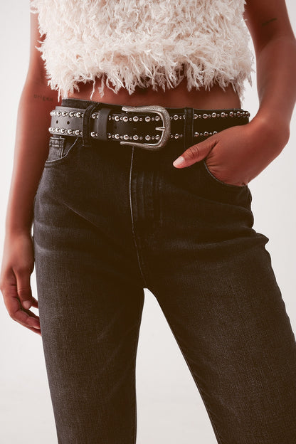 Vaqueros skinny en negro deslavado con cintura alta