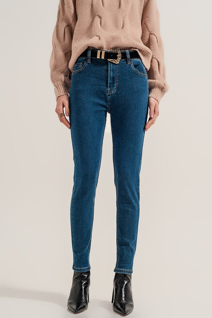 Vaqueros super skinny con lavado azul medio