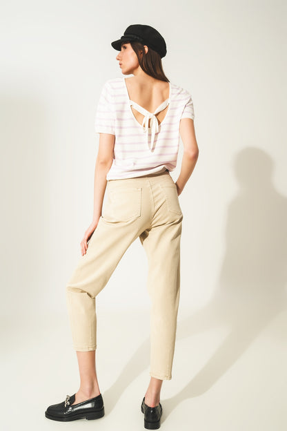 Vaqueros tobilleros en beige