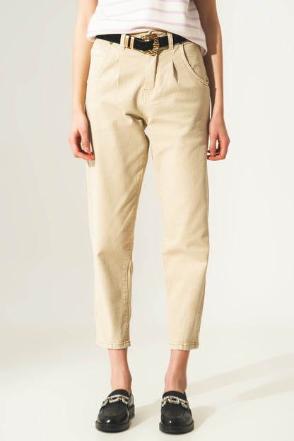Vaqueros tobilleros en beige