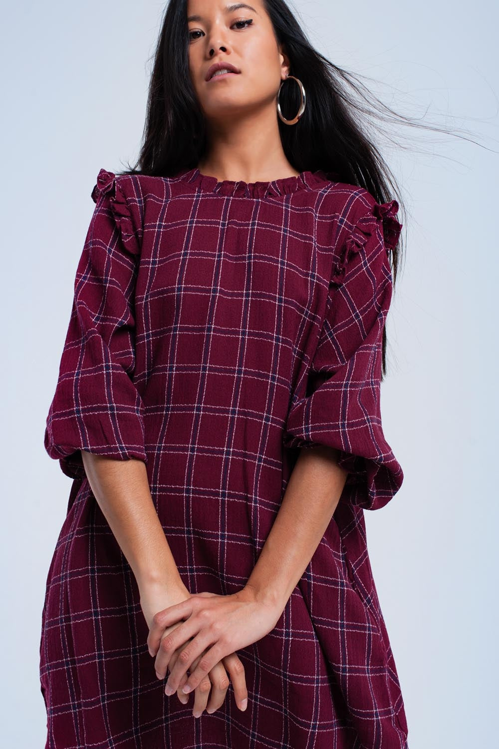 Vestido burdeos de cuadros