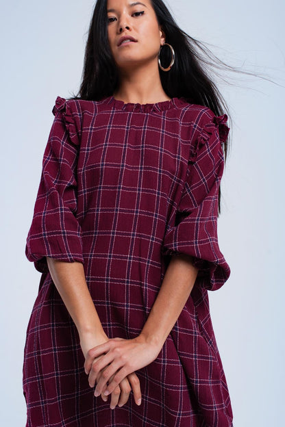 Vestido burdeos de cuadros