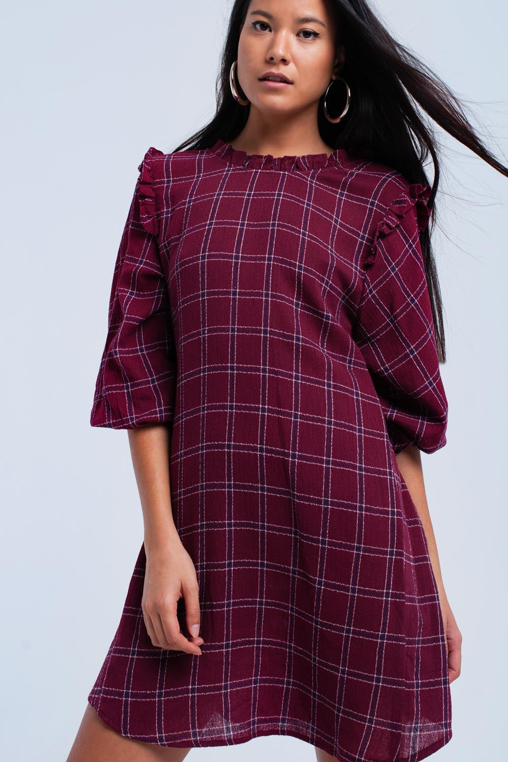 Vestido burdeos de cuadros
