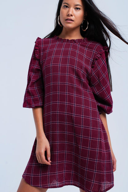 Vestido burdeos de cuadros