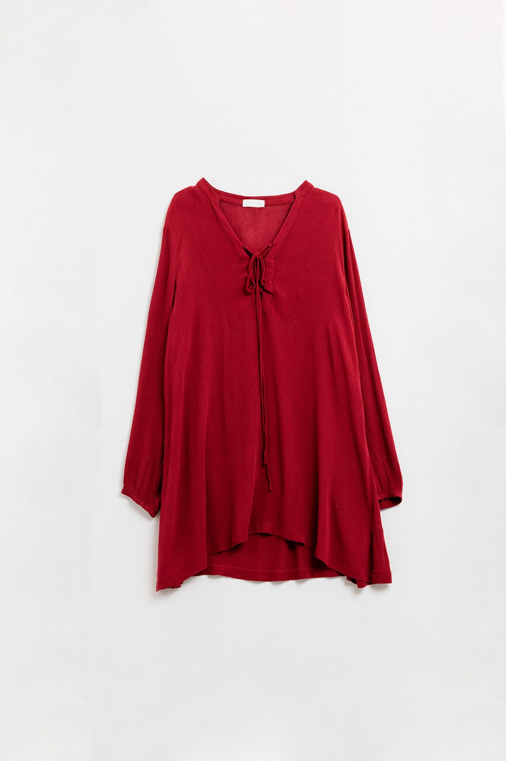 Q2 vestido corto ancho estilo boho en rojo