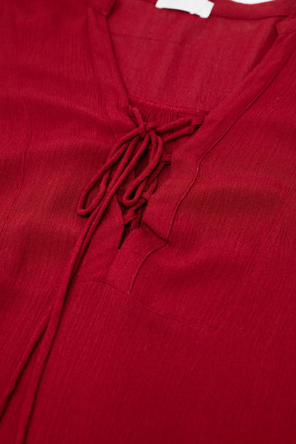 vestido corto ancho estilo boho en rojo