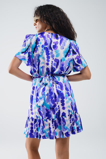 Vestido corto de tirantes azul y morado