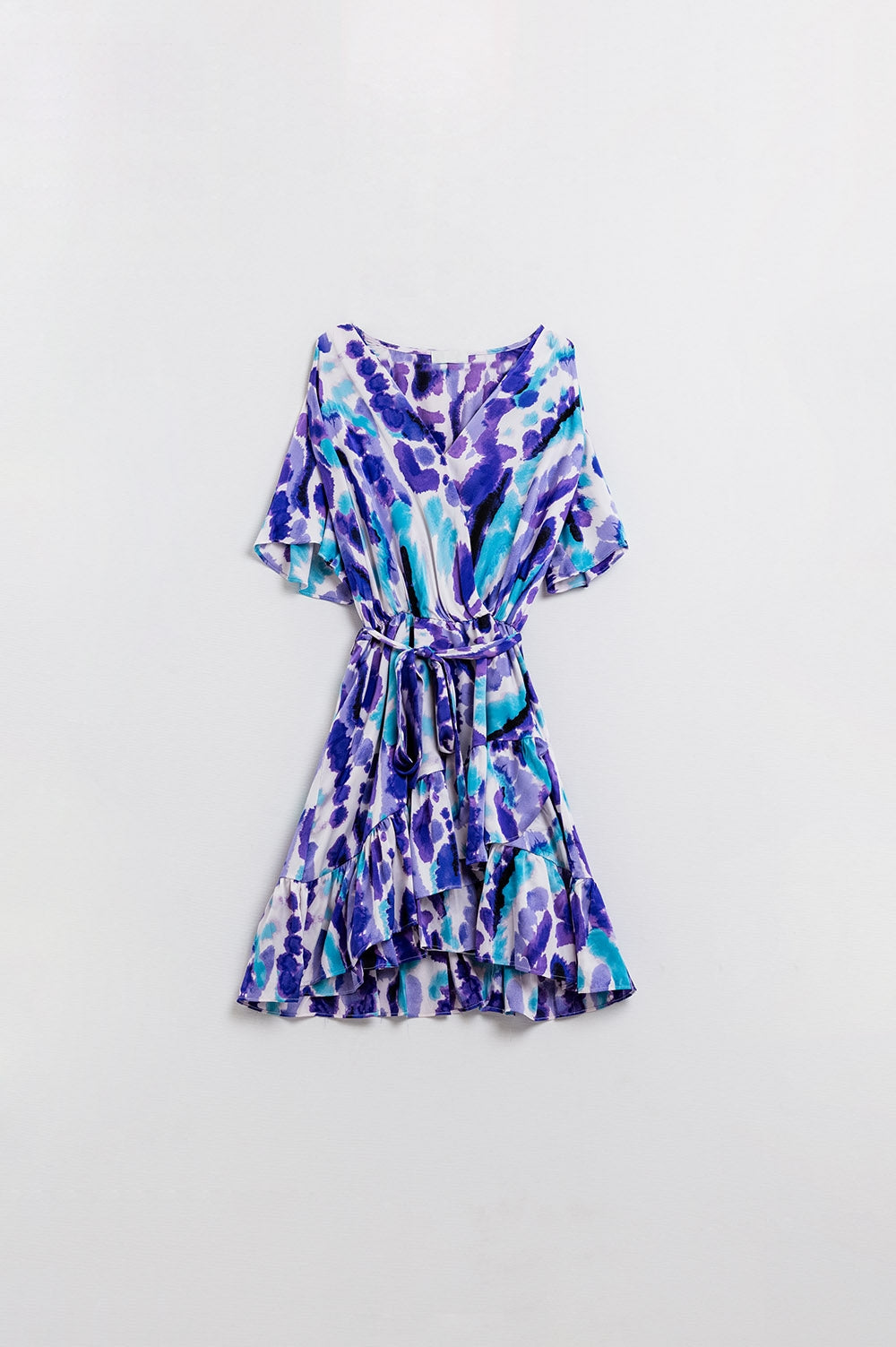 Vestido corto de tirantes azul y morado
