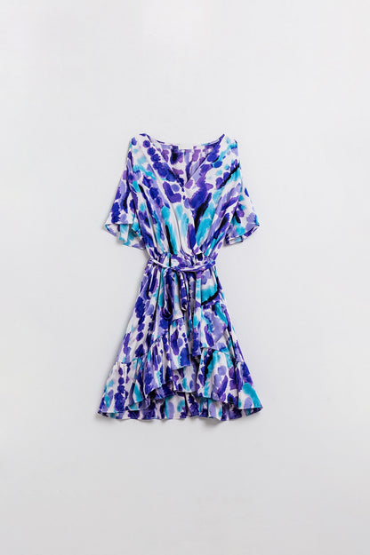 Vestido corto de tirantes azul y morado