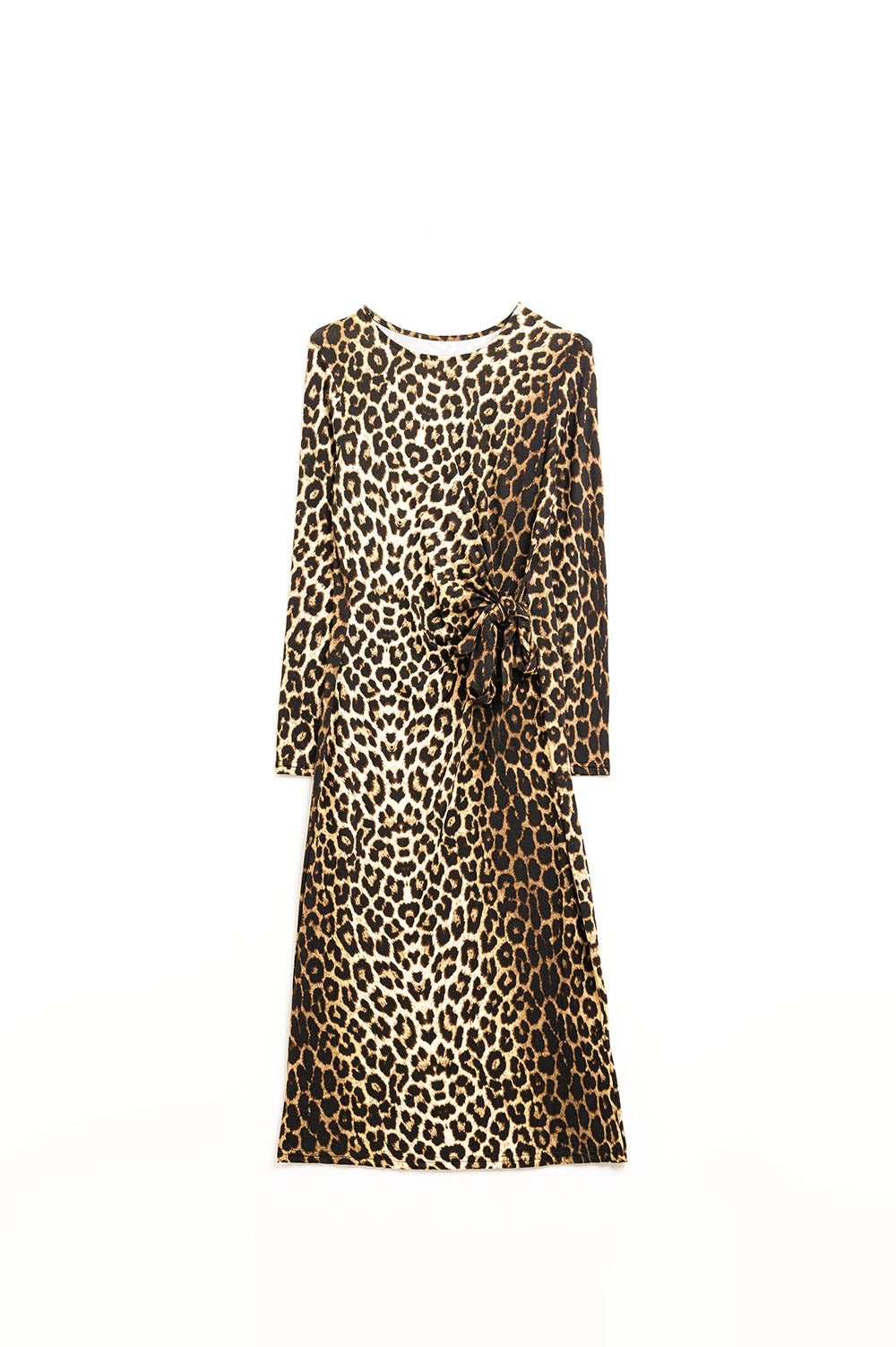Vestido de Spandex con estampado de leopardo y detalle de lazo