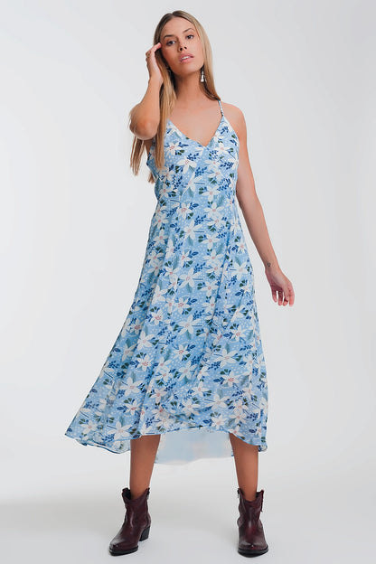 Q2 Vestido largo de tirantes con estampado de flores