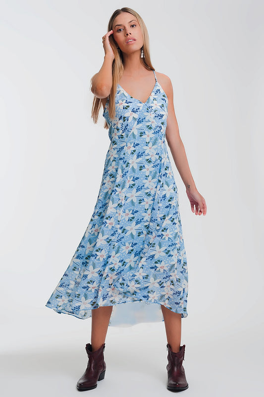 Q2 Vestido largo de tirantes con estampado de flores