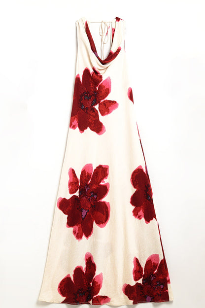 Vestido largo sin mangas con estampado floral