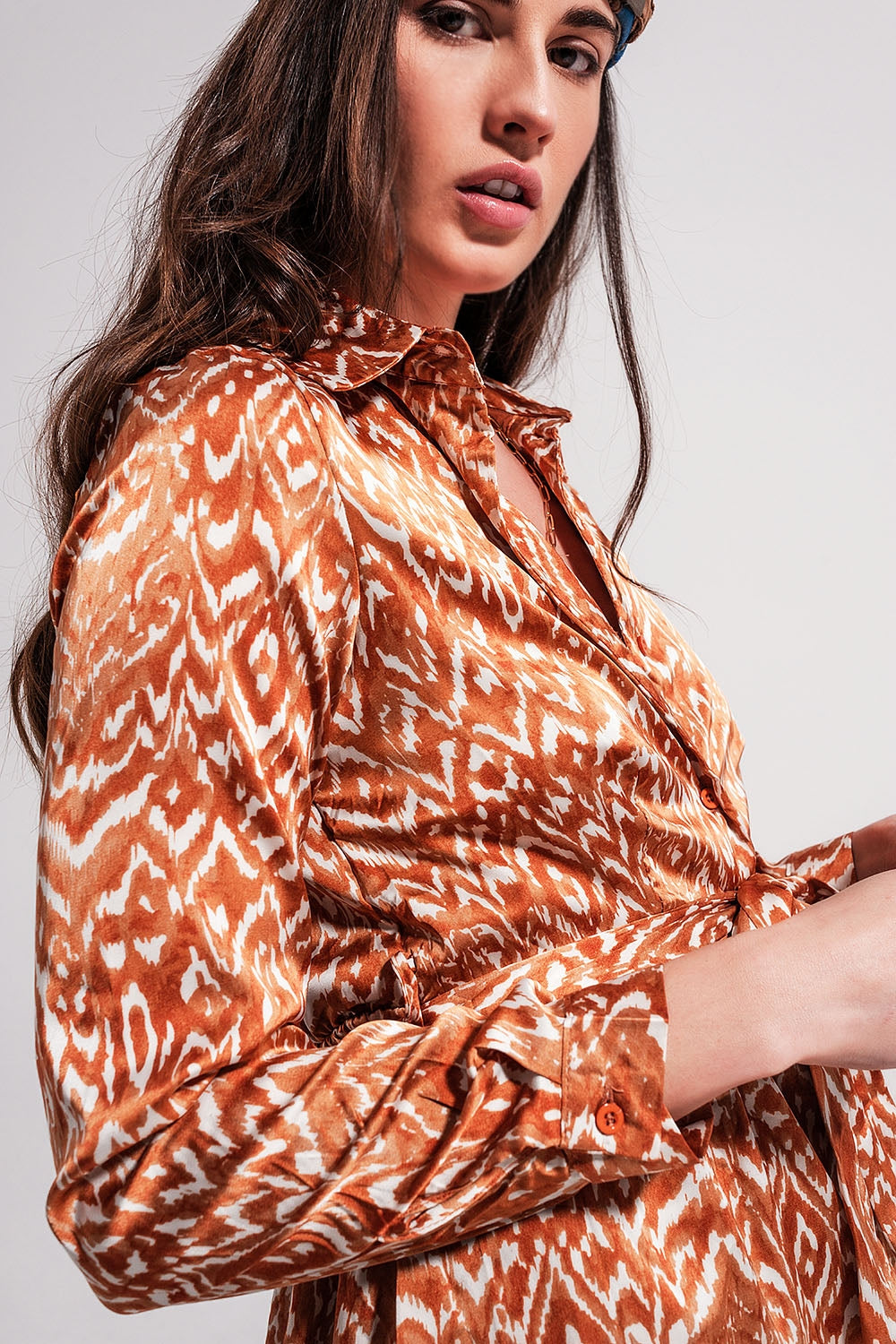 Vestido Maxi con estampado animal abstracto naranja