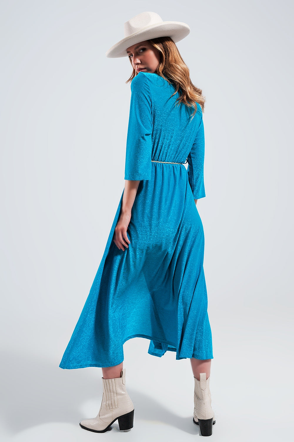 Vestido maxi en color azul brillante