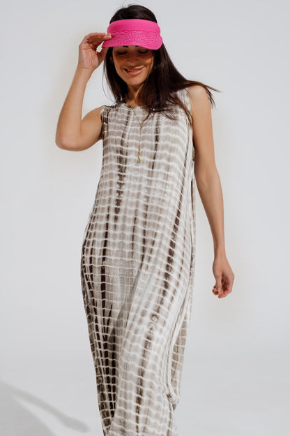Vestido maxi Relajado Tie dye En Sombras de khaki