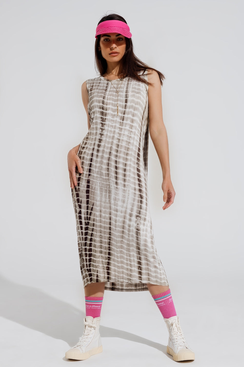 Vestido maxi Relajado Tie dye En Sombras de khaki