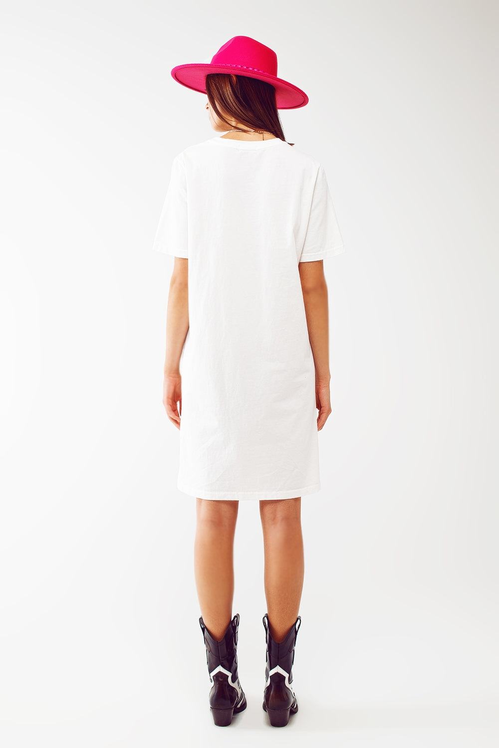 Vestido midi blanco estilo camiseta boston 1984 university