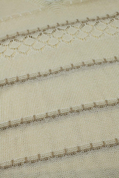 Vestido Midi Crema Sin Mangas Con Escote En V Y Diseño De Crochet