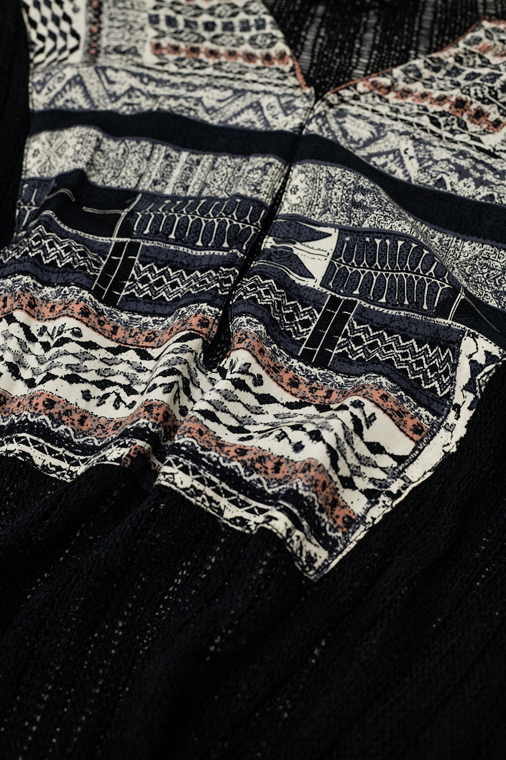 Vestido Midi de Costillas con Detalles de Estampado Tribal y Cinturón