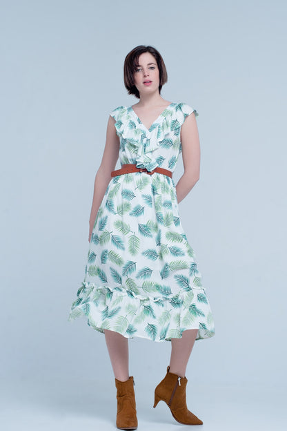 Vestido midi estampado de flores tropical