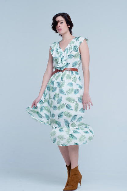 Vestido midi estampado de flores tropical