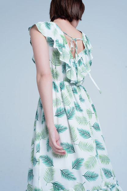 Vestido midi estampado de flores tropical