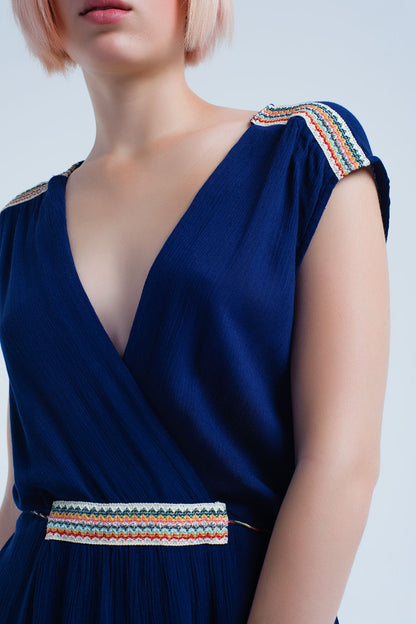 Vestido mini azul marino con bordados