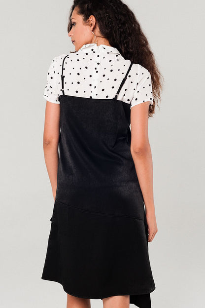 Vestido negro midi asimétrico