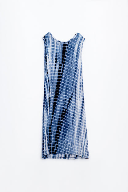 Vestido relajado maxi Tie dye en tonos azules