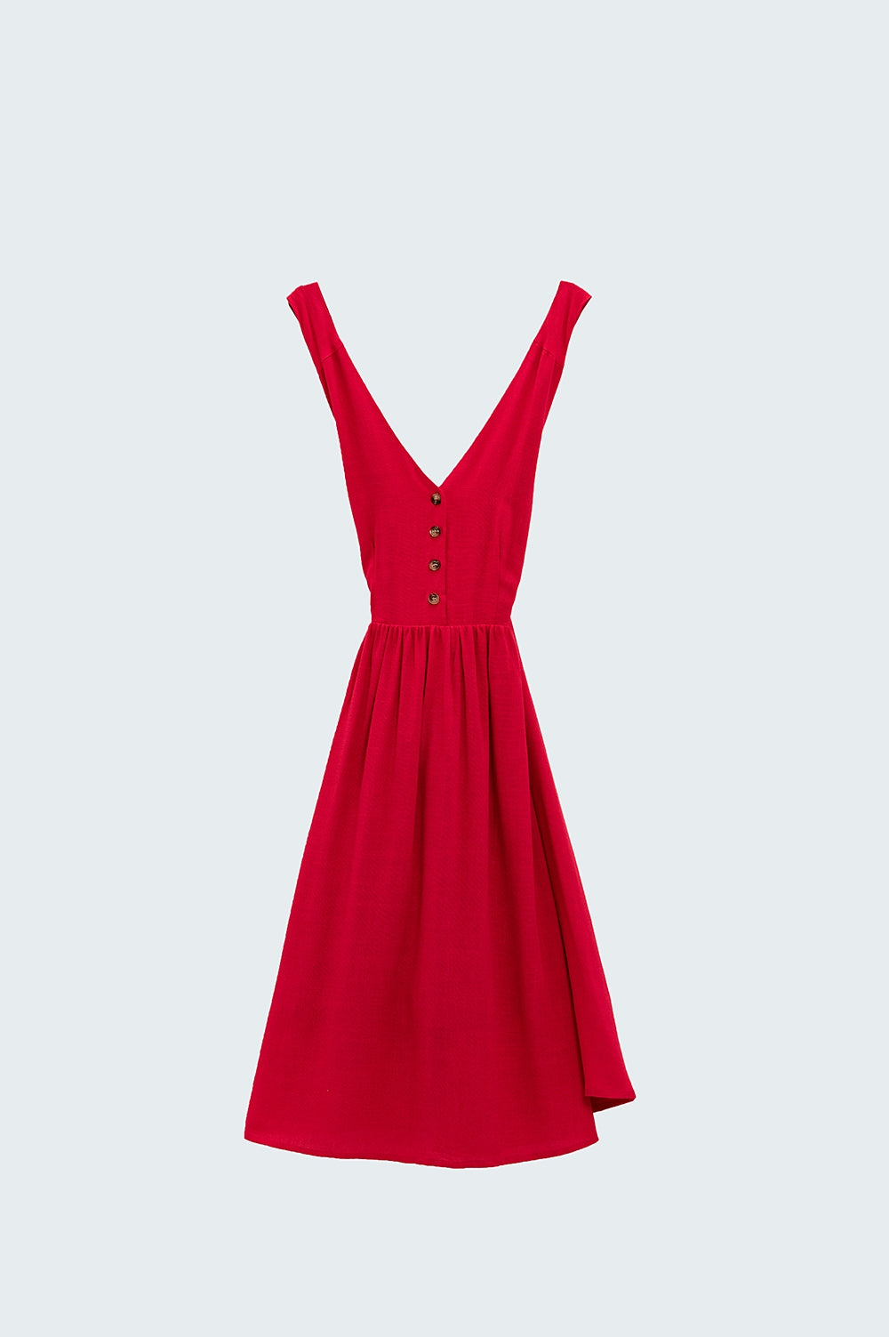 Vestido rojo con detalle de botones