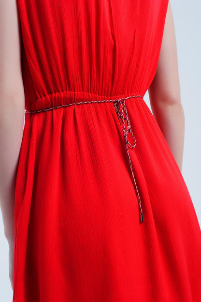 Vestido rojo mini con detalles bordados