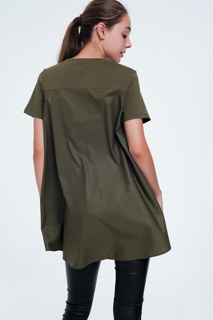 Vestido tipo camiseta en caqui