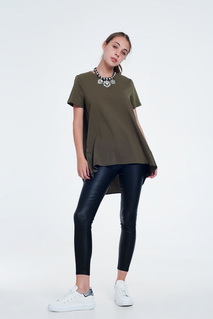 Vestido tipo camiseta en caqui